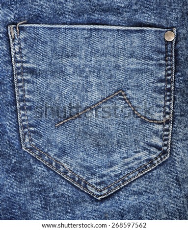 Back blue denim pocket close up