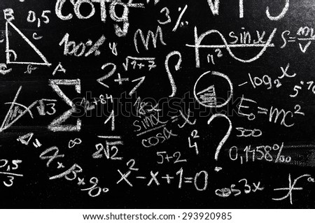 Blackboard used for math lesson close-up