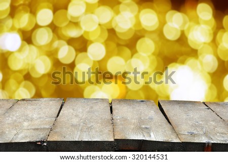 Christmas bokeh with a table in the foreground