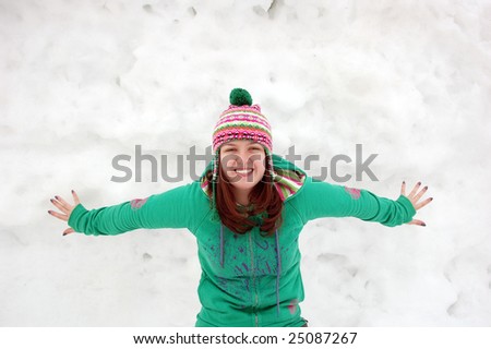 smiling woman in winter clothes