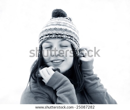 smiling woman in winter clothes