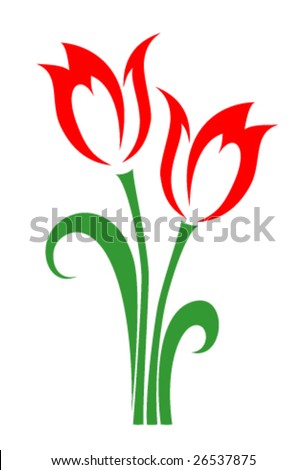 Two tulips - stock vector