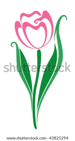 Spring tulip on a white background - stock vector