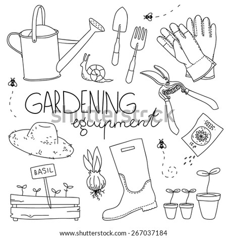 Vector Illustration. Garden Tools Isolated On White Background