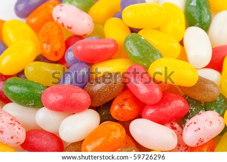 background of colorful jelly beans candy in closeup