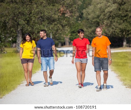 Group of People Walking Outside