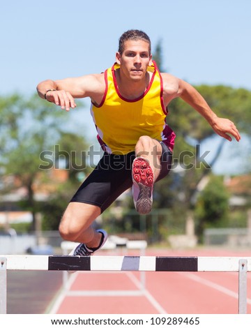 Male Track and Field Athlete during Obstacle Race