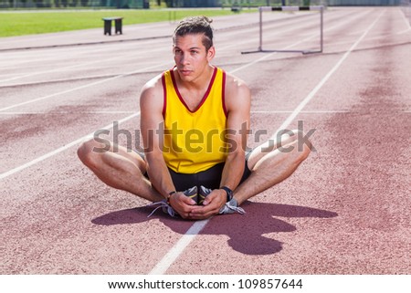 Track and Field Athlete Stretching