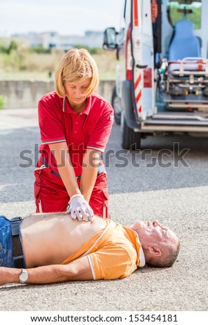 Rescuer Practicing Heart Massage