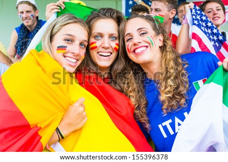 German, Spanish and Italian Supporters at Stadium
