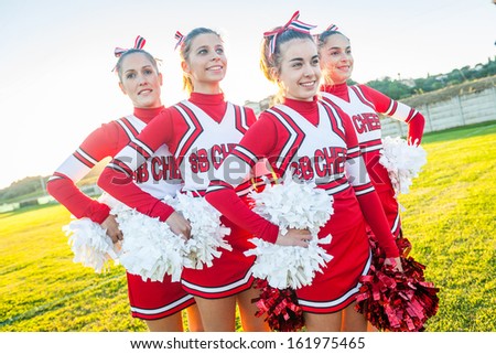 Group of Cheerleaders in the Field