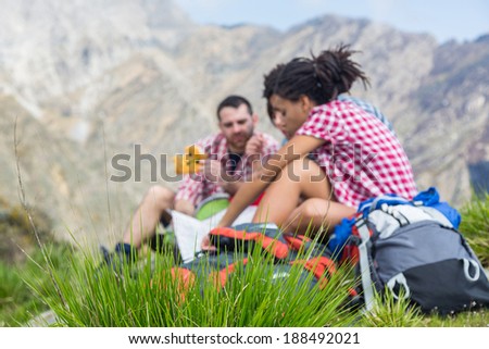 People Having a Rest at top of Mountain