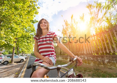 Young Woman Going by Bike, Sustainable Commuting