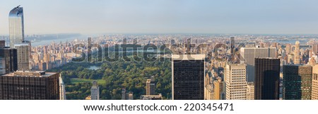 Aerial View of Central Park and Upper Town, New York
