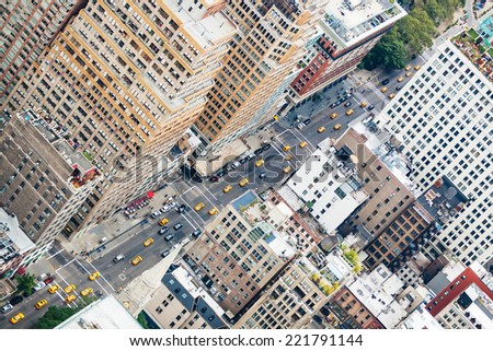Aerial View of City Street in New York