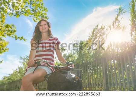 Young Woman Going by Bike, Sustainable Commuting