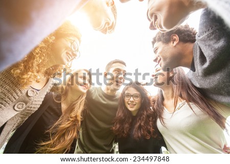 Multiethnic Group of Friends in a Circle