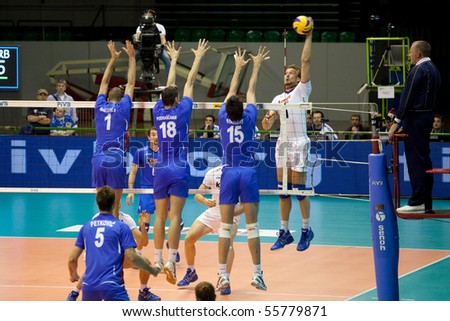 FLORENCE, ITALY - JUNE, 20: volleyball player during a World League match between Italy and Serbia at Mandela Forum, Florence, Italy on June 20 2010
