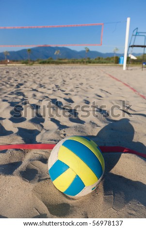 Selective Focus View of Beach Volley Ball next to playground