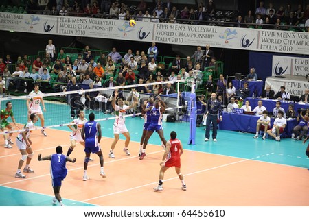 FLORENCE, ITALY - OCTOBER, 06: FIVB Men\'s Volleyball World Championship, Bulgaria vs Cuba at Nelson Mandela Forum on Oct 06 2010, Florence, Italy