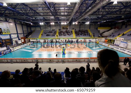 PISA, ITALY - OCTOBER, 31: Volleyball Italian Women A2 League, Chieri vs Biancoforno Santa Croce at PalaParenti on Oct 31 2010, Pisa, Italy