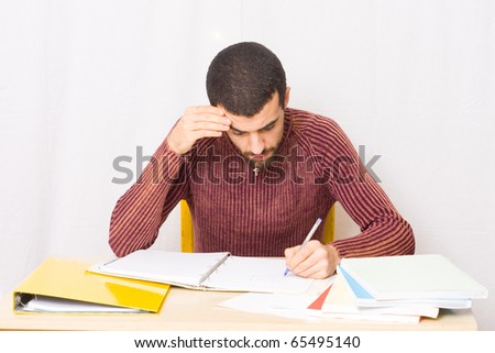 young man studying