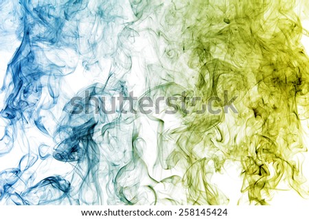 colored smoke isolated on white background