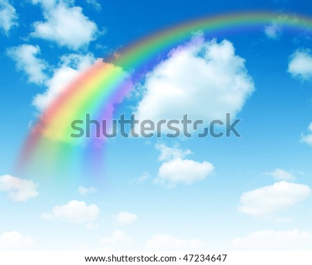 A bright rainbow in the sky