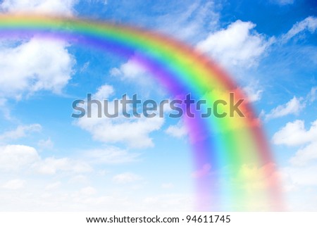 A bright rainbow in the sky