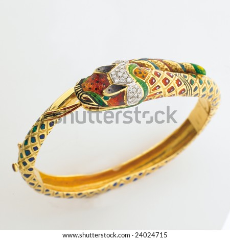 golden jeweled serpent bracelet