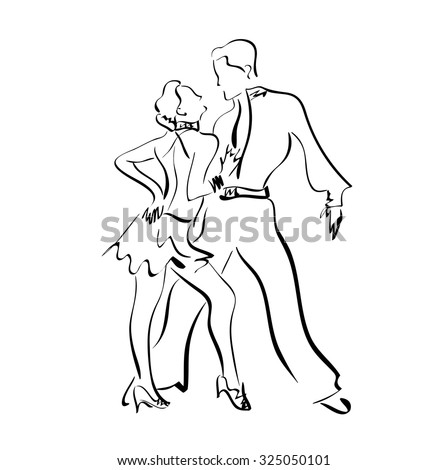 Latin American Dances , Vector, Sketch, Male And Female , Dancers 