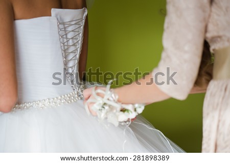 Bride in Wedding Dress. bride-maid clothe white wedding dress for bride