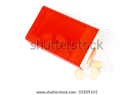 Breath mints in red container, isolated on white; including clipping path