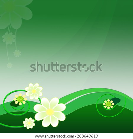 green wave abstract and flower background