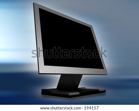 Flat Panel Monitor on Abstract Blue Background