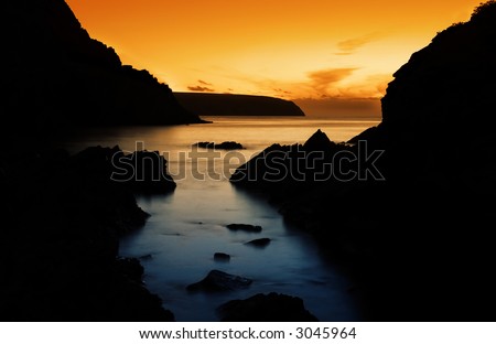 Rocky Silhouette with beautiful Sunset