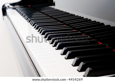 Closeup of grand piano keys