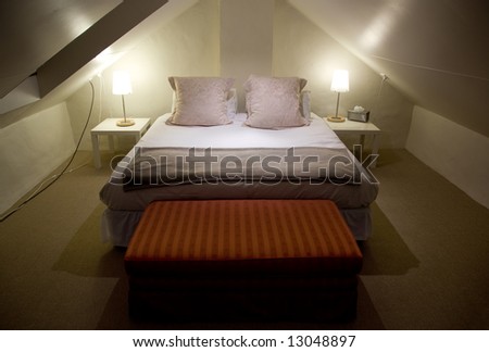 King Sized bed in a loft