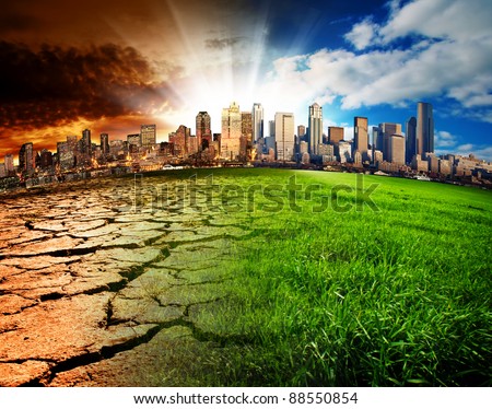 A city showing the effect of Climate Change