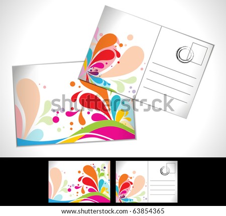 designed post card, isolated on white background., raster illustration