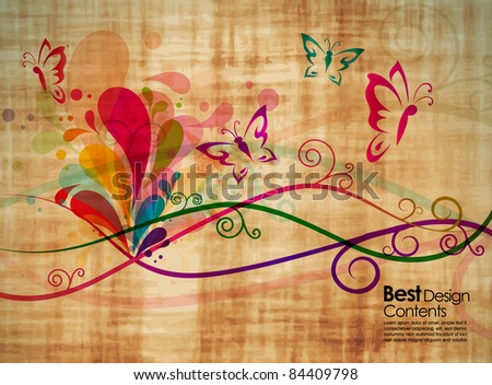 Abstract Colorful Spring Background With Butterfly And 