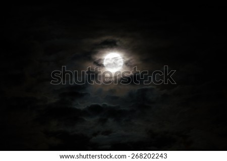 Full moon on a cloudy night.