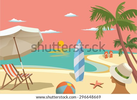 Summer travel - sunset beach scene