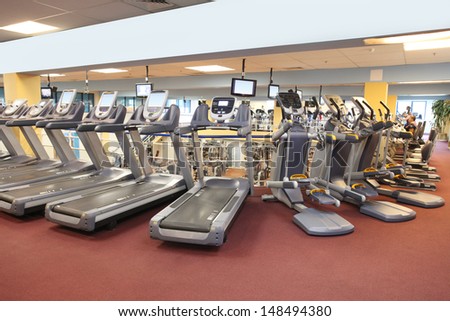 Interior Of A Fitness Hall With Fitness Equipment