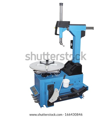 The image of tyre fitting machine under the white background