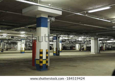 interior of underground car garage
