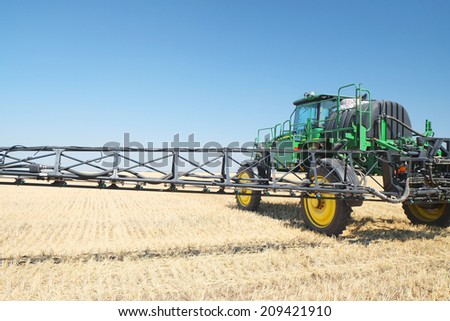 Volgograd, Russia - JULY 31, 2014: Demonstration of agricultural machinery in the context of \