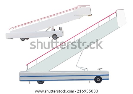 The image of a movable boarding ramp under the white background