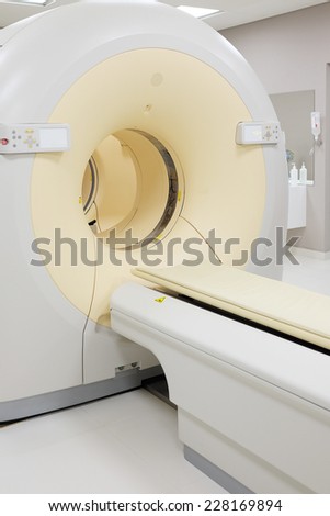 tomograph in the interior of a hospital diagnostic room