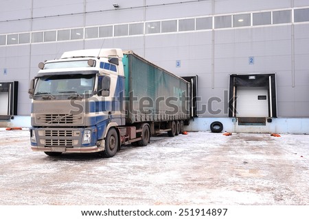 Tver region, Russia, February, 06,2015: truck are loaded at the warehouse
